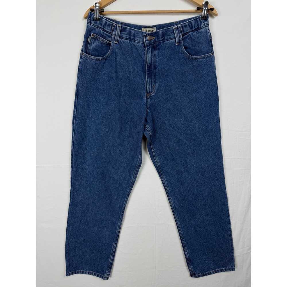 LL Bean Comfort Waist Jeans Mens 35x32 Blue Straight Leg Denim 100% Cotton